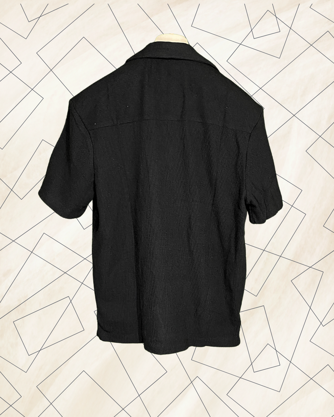 Denim & Flower – Black Jacquard Texture Half Sleeve Shirt