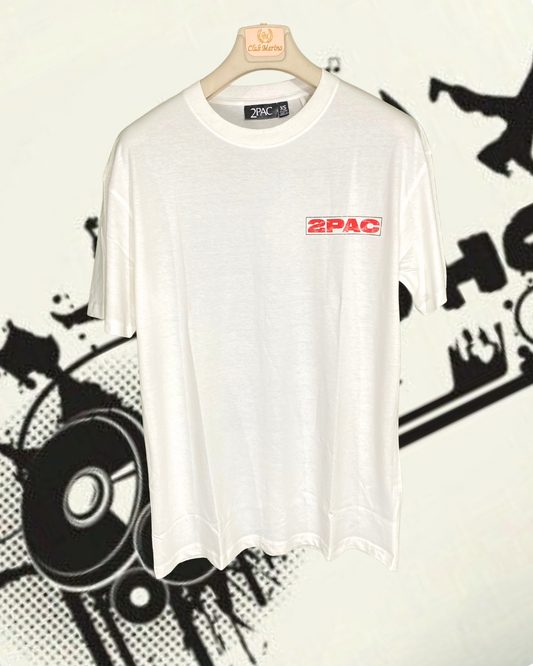 White 2 PAC Oversized Half Sleeve T-Shirt
